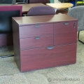 Mahogany 36" Combination Pedestal Lateral File Cabinet, Locking